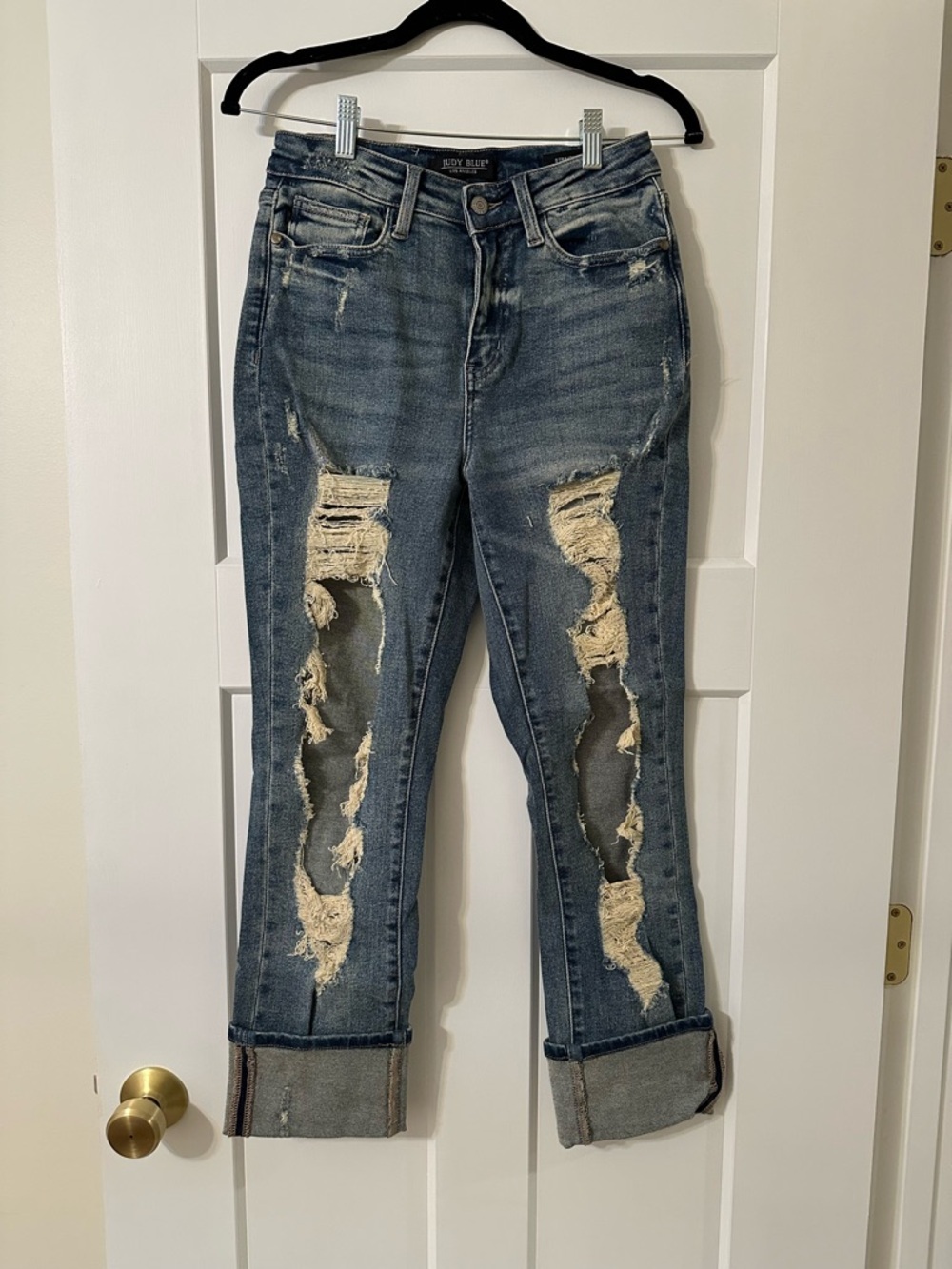 Judy Blue Coated Blue Distressed Women's Jeans stretchy like new